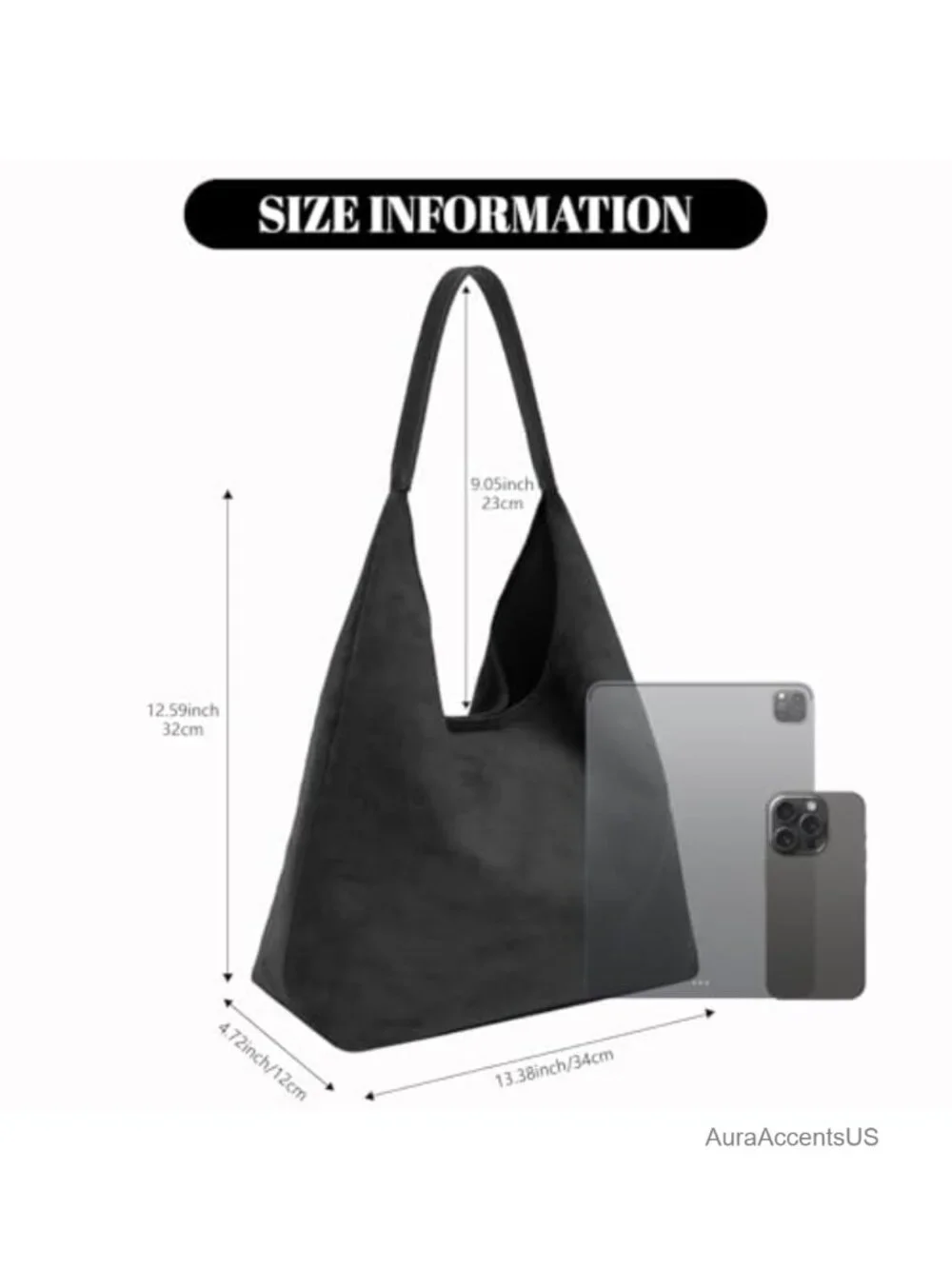 Faux Suede Hobo Shoulder Bag Slouchy Tote Handbag for Work Everyday